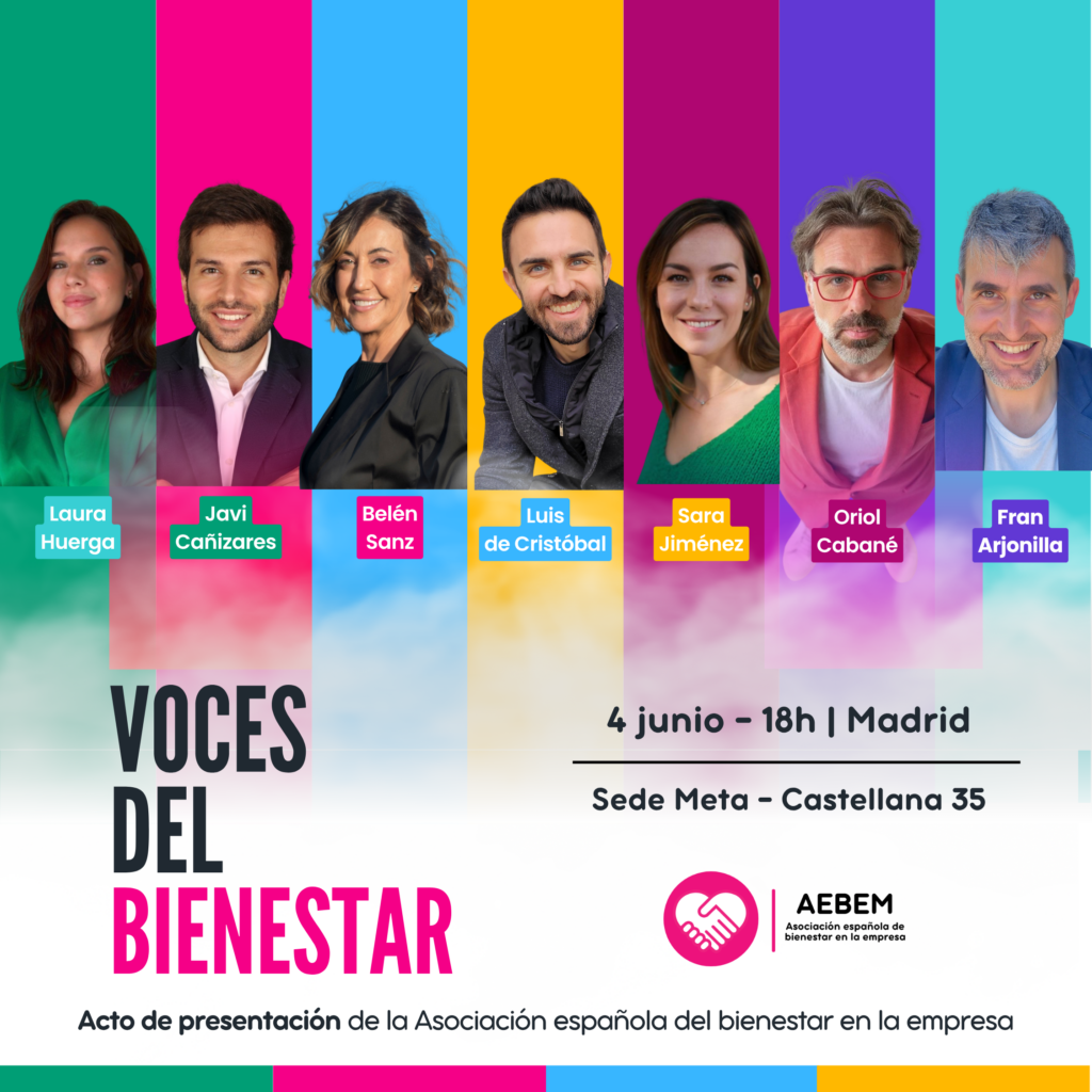 Cartel del primer evento Voces del Bienestar de AEBEM